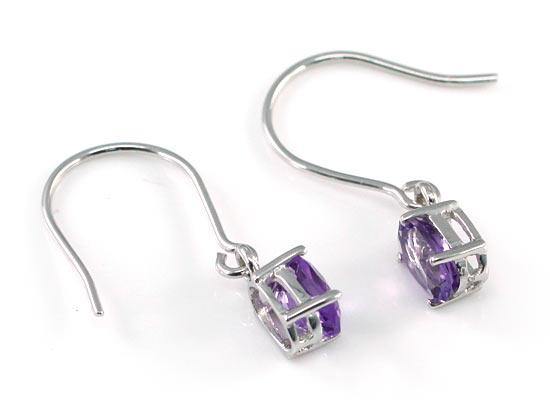My Jewels Silver Earrings Length: 2.8 cm Purple Amethyst Dangle Silver Earrings