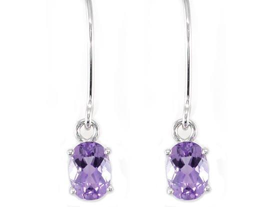 My Jewels Silver Earrings Length: 2.8 cm Purple Amethyst Dangle Silver Earrings