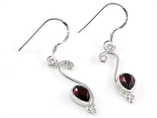 My Jewels Silver Earrings Length: 3.8 cm Genuine Garnet 925 Sterling Silver Earrings