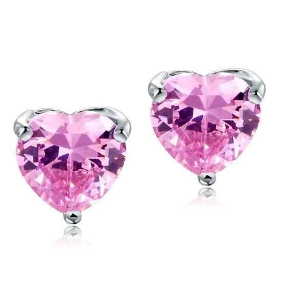 My Jewels Silver Earrings Pink Heart Cut Stud Earrings