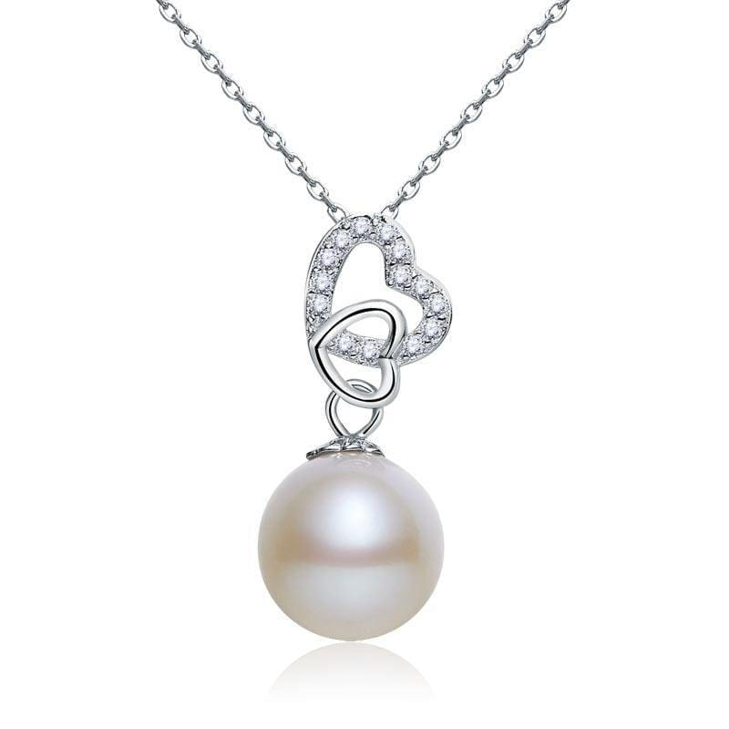 My Jewels Silver Necklaces 16" -18" (40 - 45 cm) Adjustable Freshwater Pearl Heart Silver Necklaces