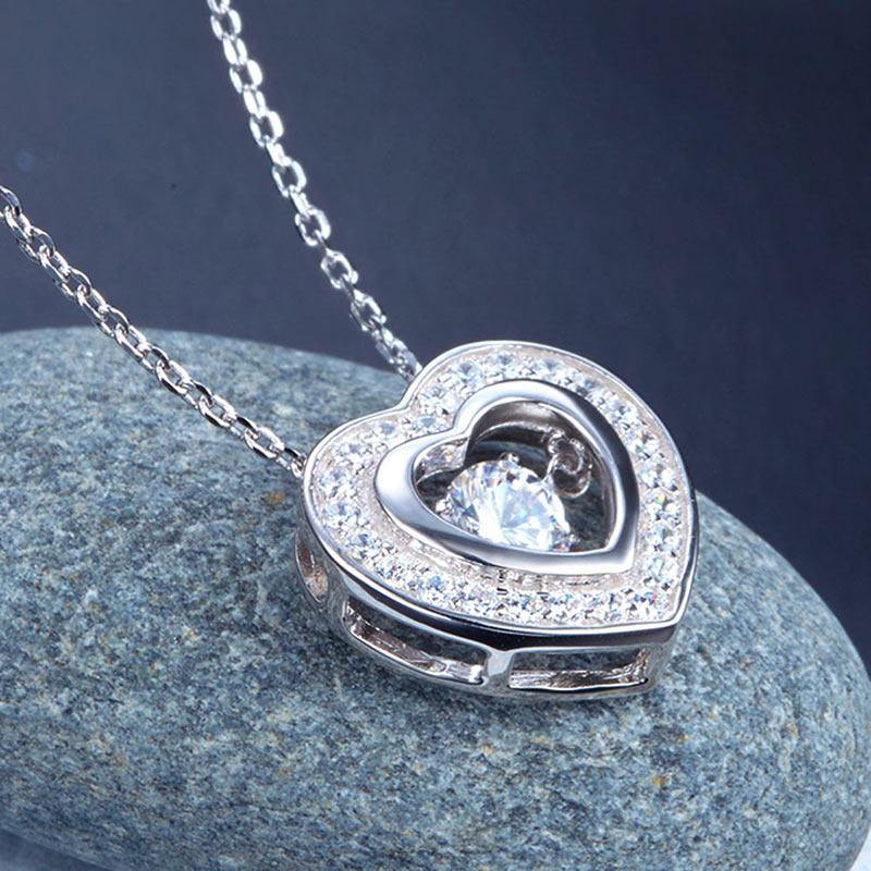 My Jewels Silver Necklaces 18" (45.7 cm) including the clasp Dancing Stone Heart Silver Necklaces