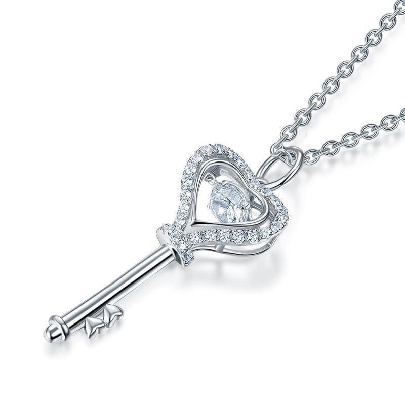 My Jewels Silver Necklaces 18" (45.7 cm) including the clasp Key Heart Dancing Stone Silver Necklaces