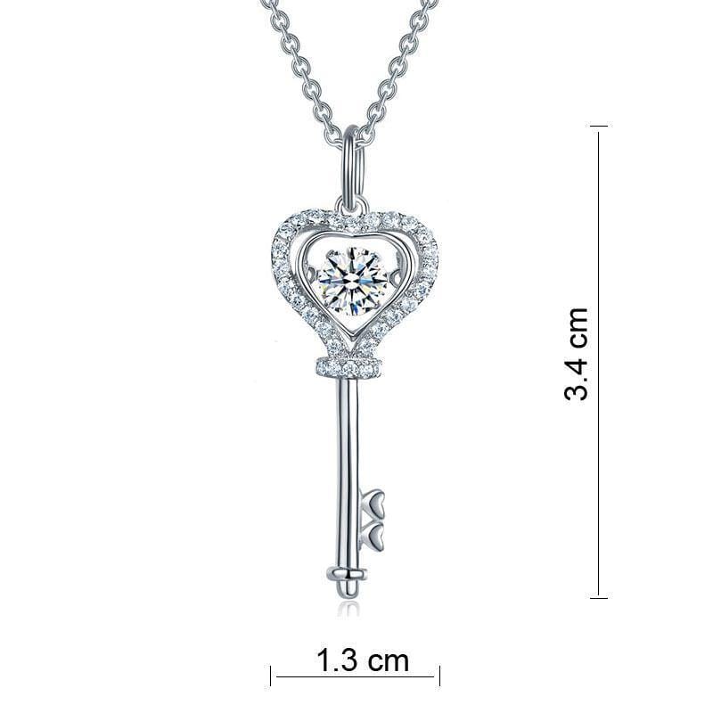 My Jewels Silver Necklaces 18" (45.7 cm) including the clasp Key Heart Dancing Stone Silver Necklaces