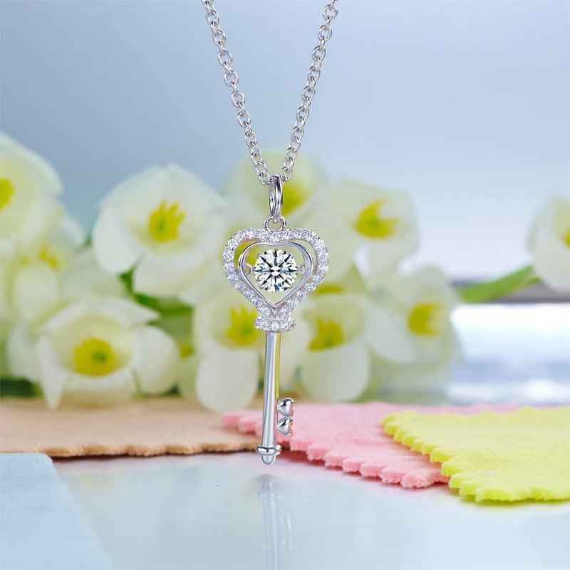 My Jewels Silver Necklaces 18" (45.7 cm) including the clasp Key Heart Dancing Stone Silver Necklaces