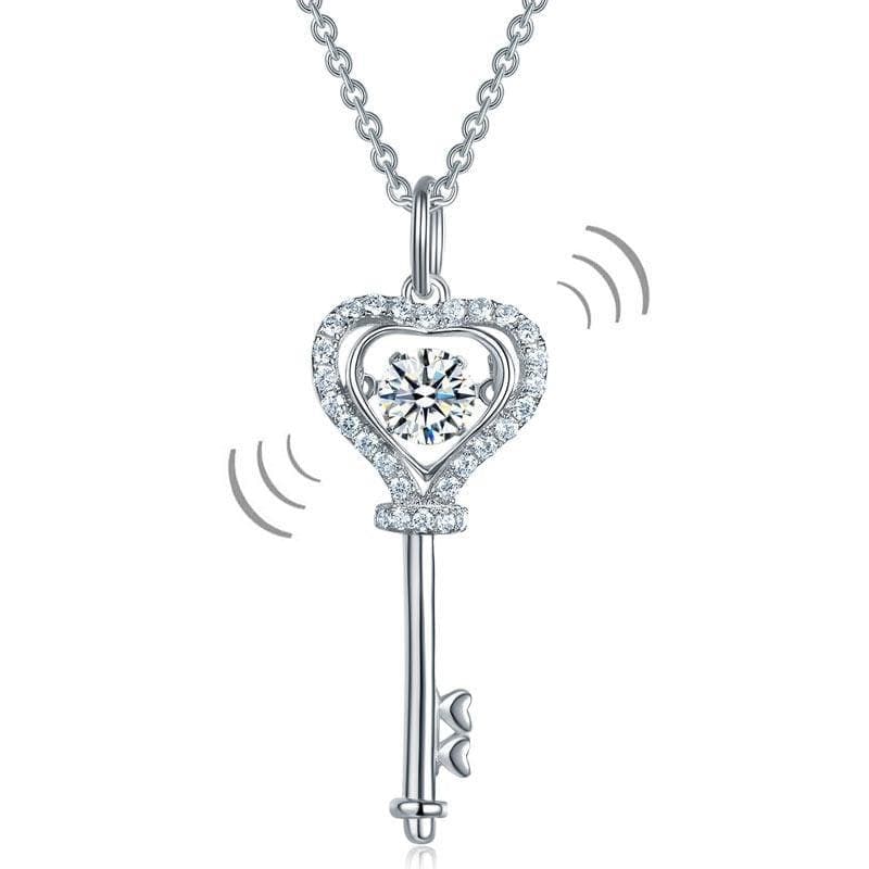 My Jewels Silver Necklaces 18" (45.7 cm) including the clasp Key Heart Dancing Stone Silver Necklaces