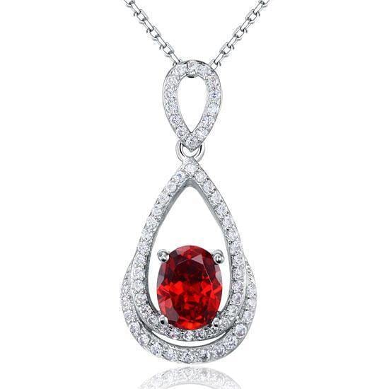 My Jewels Silver Necklaces 18" (45.7 cm) including the clasp Oval Cut Ruby Sterling Silver Women Necklace