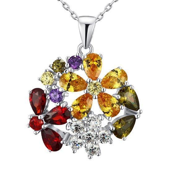 My Jewels Silver Necklaces 18" (45.7 cm) including the clasp Topaz Flower Pendant Silver Necklaces