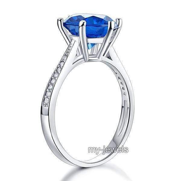 My Jewels Silver Rings Blue Created Diamond Ring