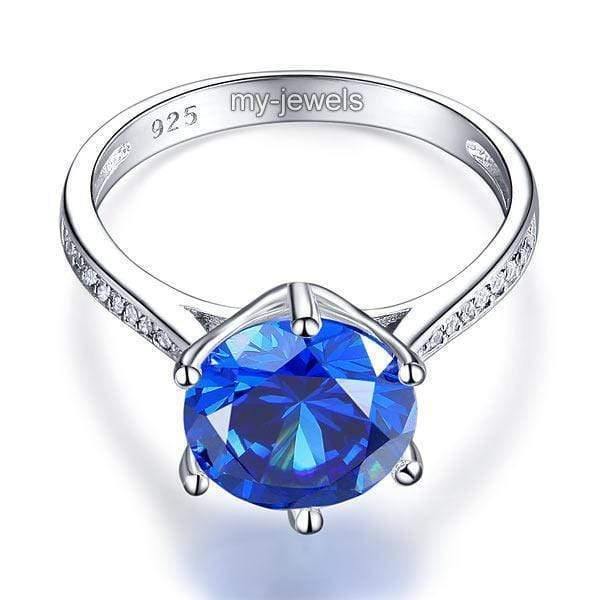 My Jewels Silver Rings Blue Created Diamond Ring