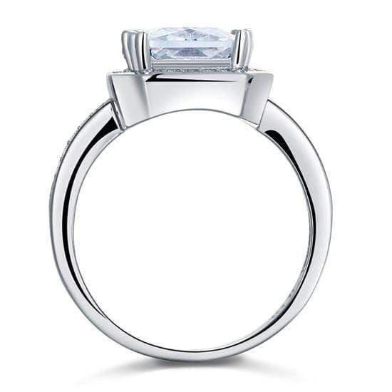 My Jewels Silver Rings Clear White Rectangle Silver Ring