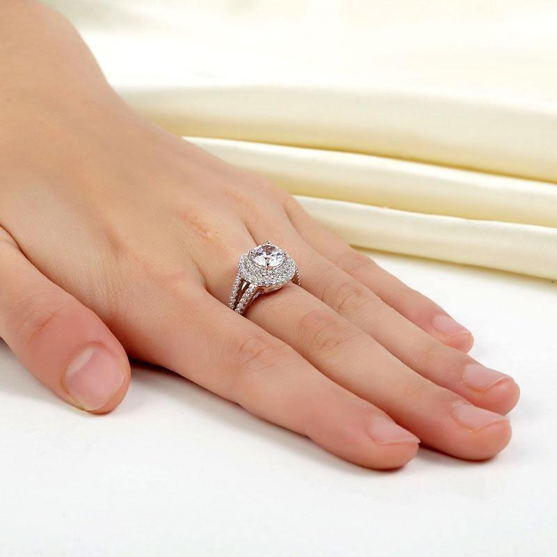 My Jewels Silver Rings Created Diamond Wedding Engagement Ring