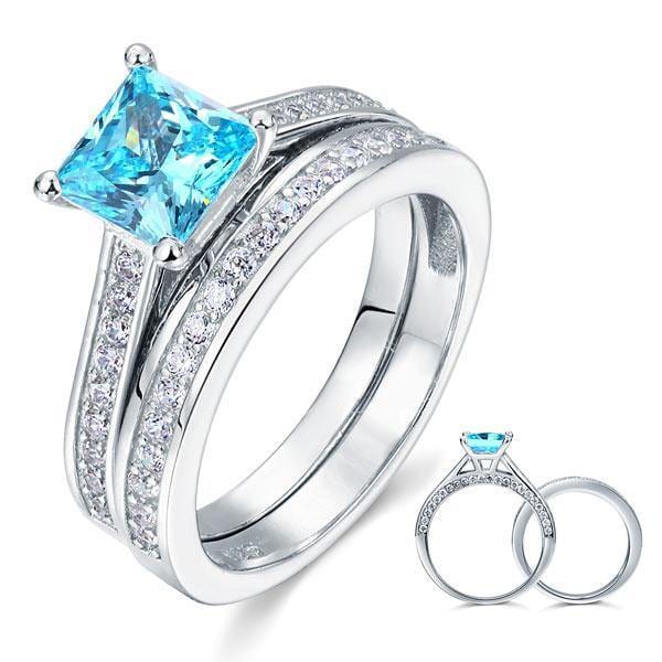 My Jewels Silver Rings Fancy Engagement Blue Diamond Silver Rings