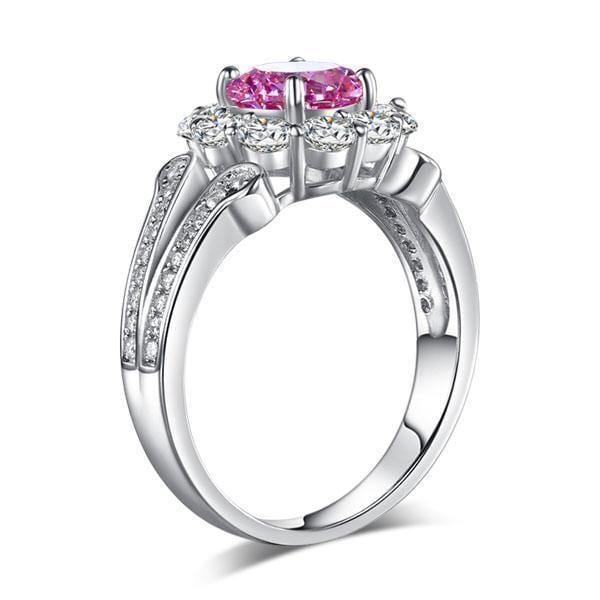 My Jewels Silver Rings Fancy Pink Created Brilliant-Cut Diamond Ring