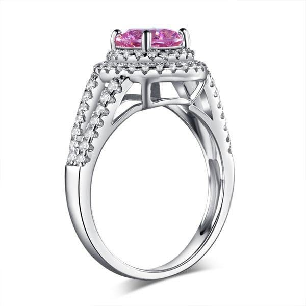 My Jewels Silver Rings Fancy Pink Crystals Cubic Zirconia Diamond Ring