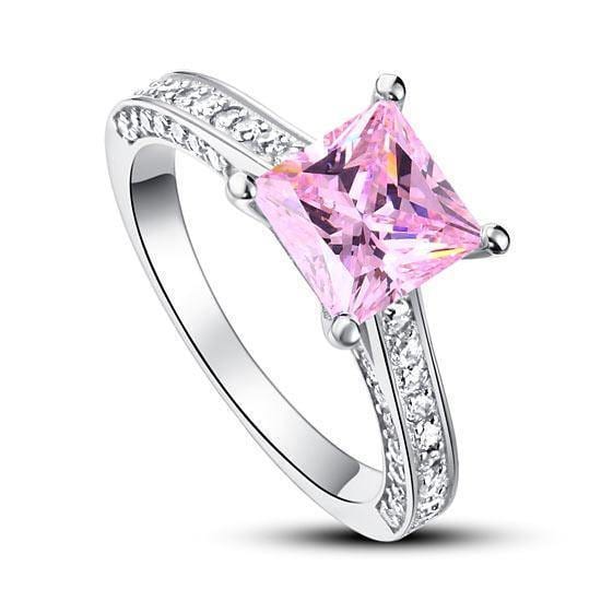 My Jewels Silver Rings Pink Diamond 925 Sterling Engagement Ring