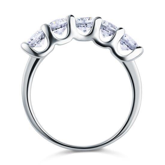 My Jewels Silver Rings Precious Five Stone Diamond Silver Rings