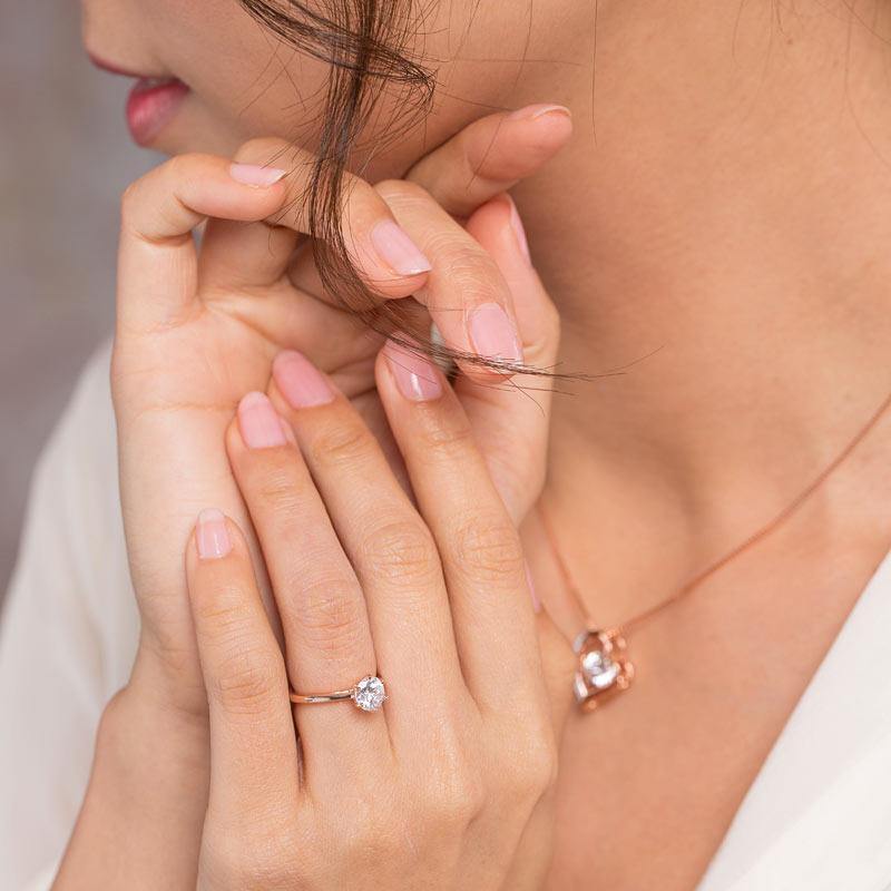 My Jewels Silver Rings Silver Rings Solitaire Rose Gold Plated