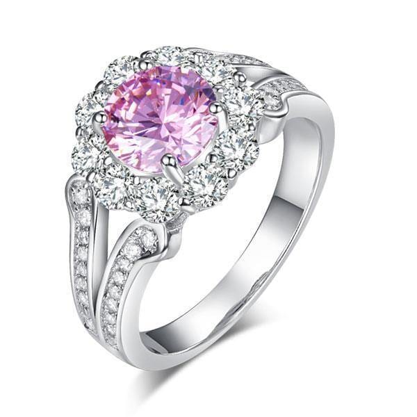 My Jewels Silver Rings Size 5 Fancy Pink Created Brilliant-Cut Diamond Ring