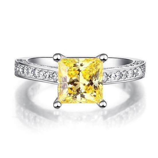 My Jewels Silver Rings Splendid Yellow Canary Diamond Silver Rings