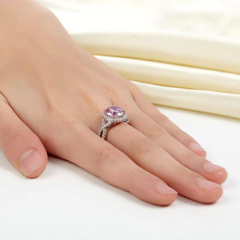 My Jewels Silver Rings Vintage Princess Pink Diamond Silver Ring