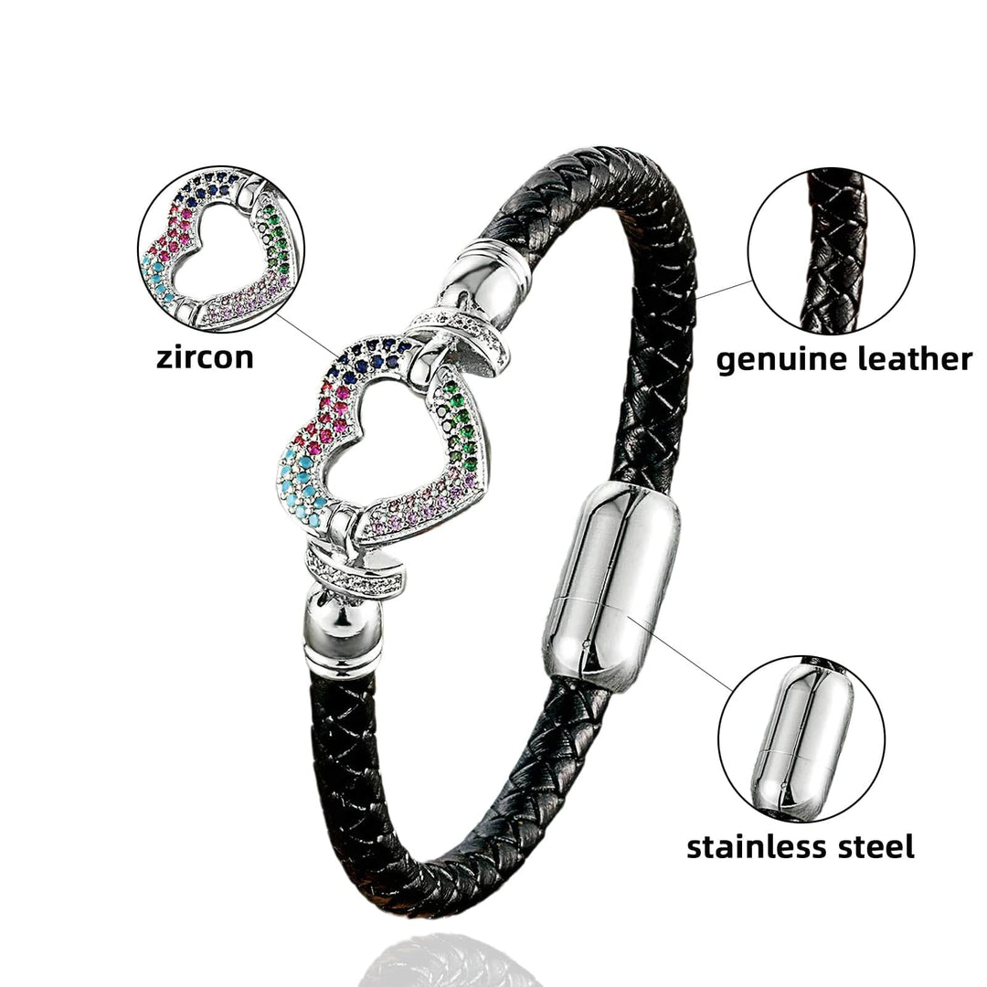 Cubic Heart Leather Bracelets For Women And Men