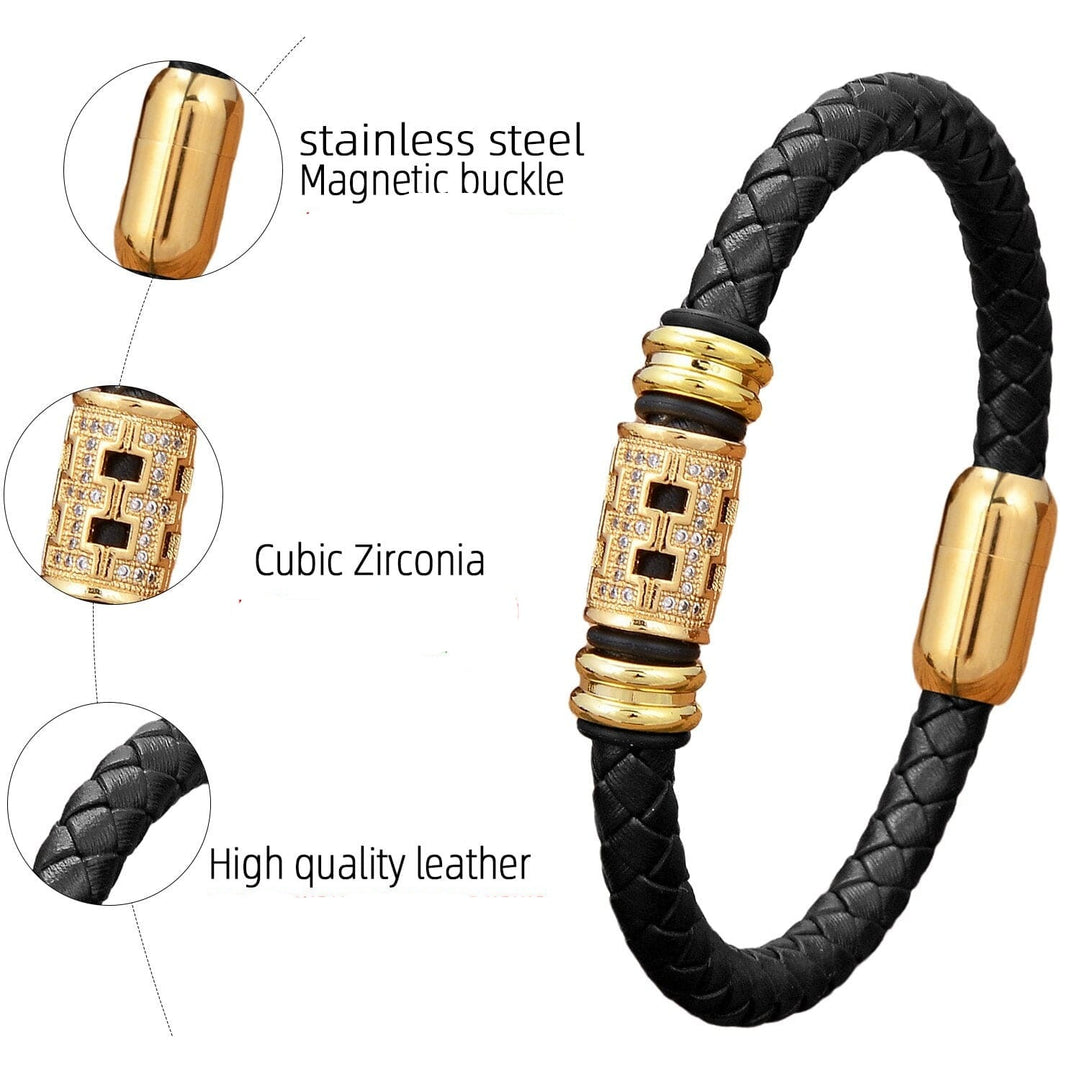 Elegant Crystal Beads Zircon Leather Bracelets