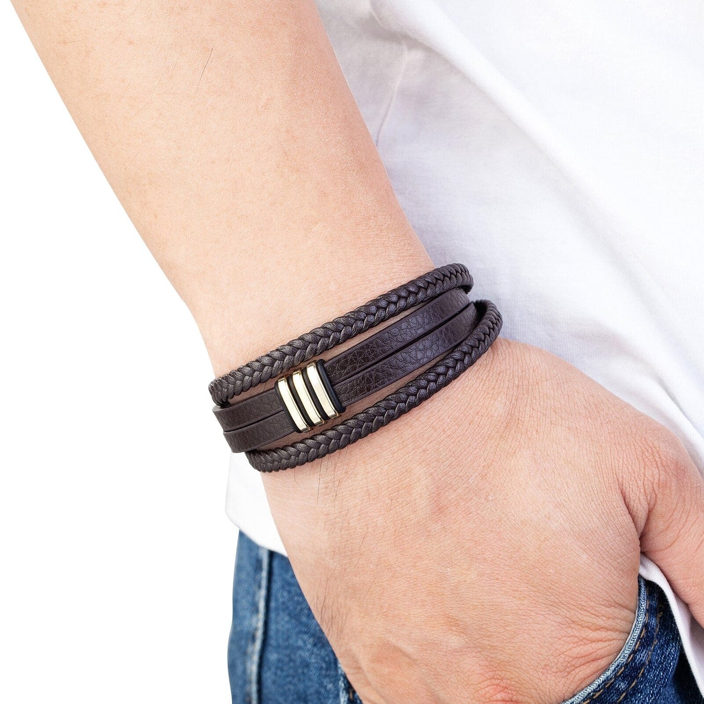 Stylish Multilayer Men Leather Bracelets