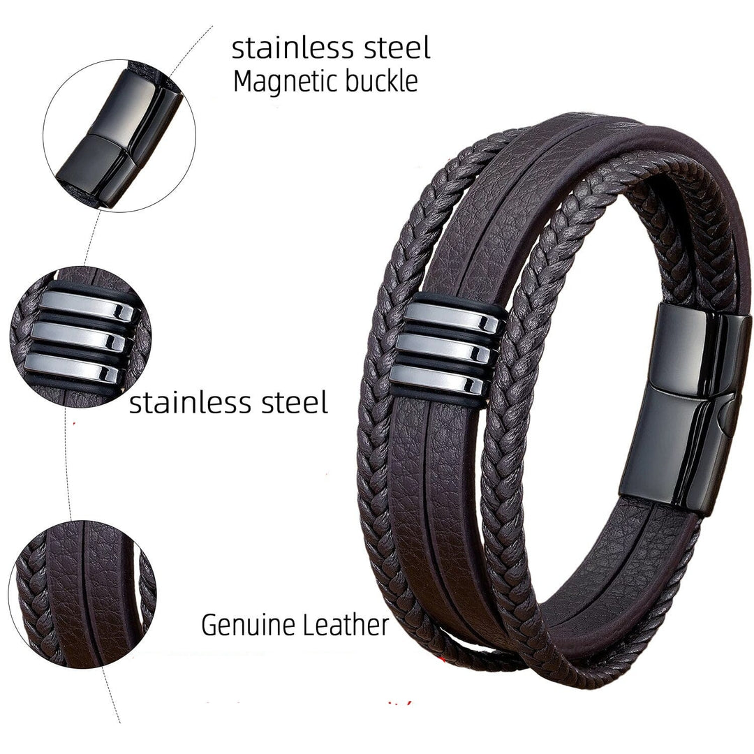 Stylish Multilayer Men Leather Bracelets