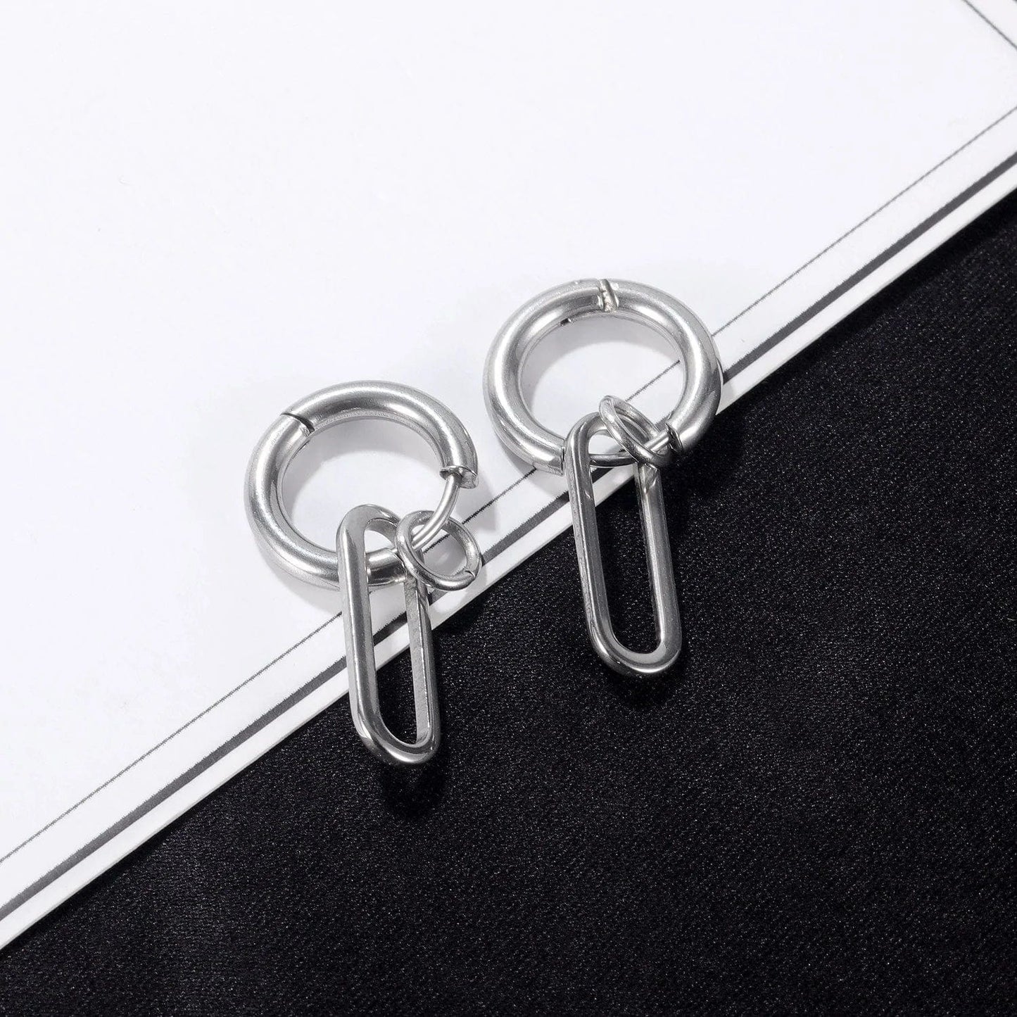 Minimalism Geometric Oval Mens Hoop Earrings