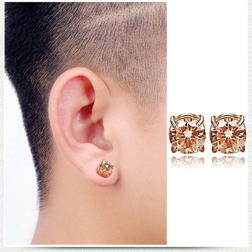 Multicolor Round Zircon Titanium Stud Earrings
