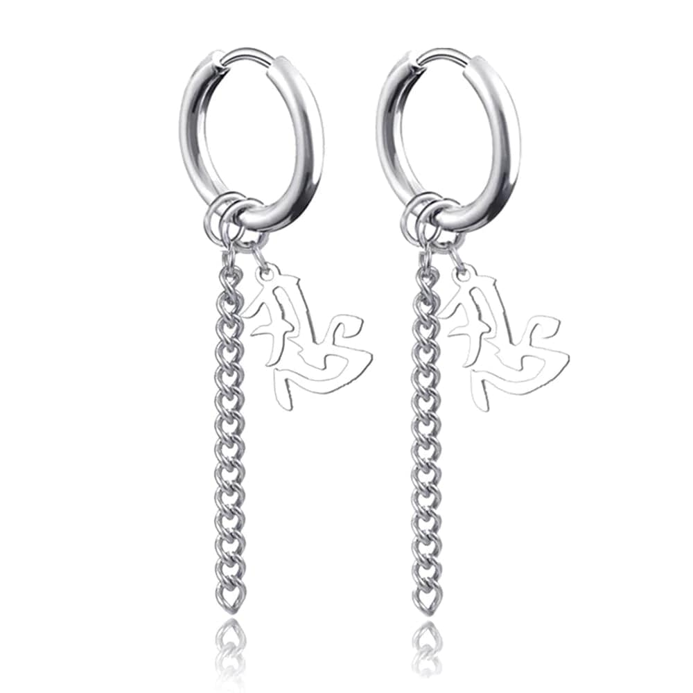 Stylish Long Dangle Chain Earrings Mens Steel A