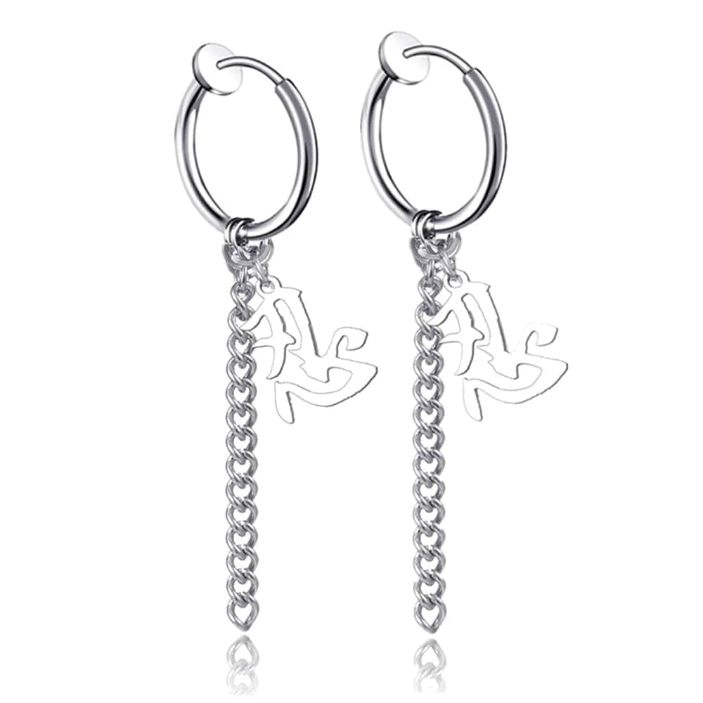 Stylish Long Dangle Chain Earrings Mens Steel B