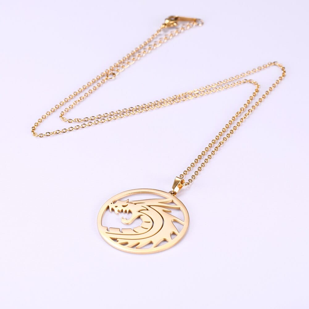 Chinese Dragon Round Chain Link Necklace