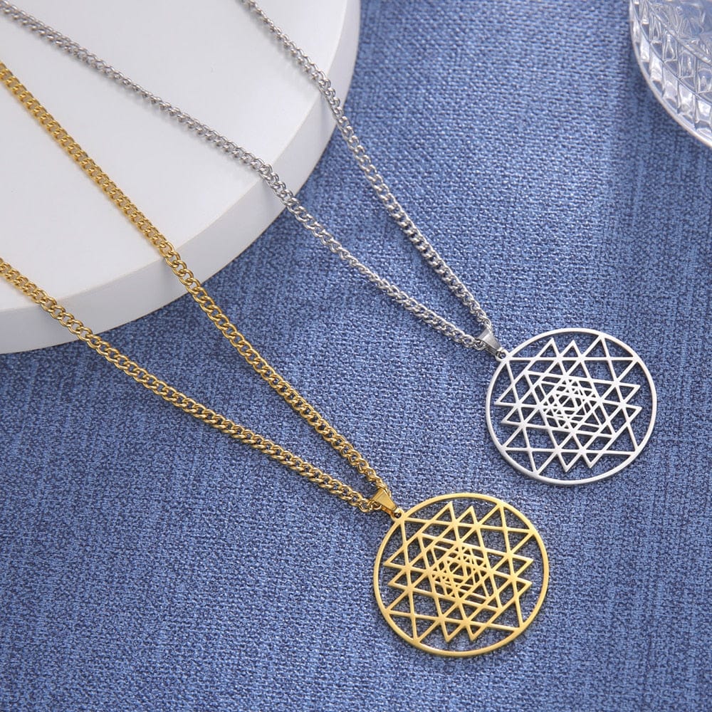 Hindu Sri Yantra Meditation Mens Pendant Necklace