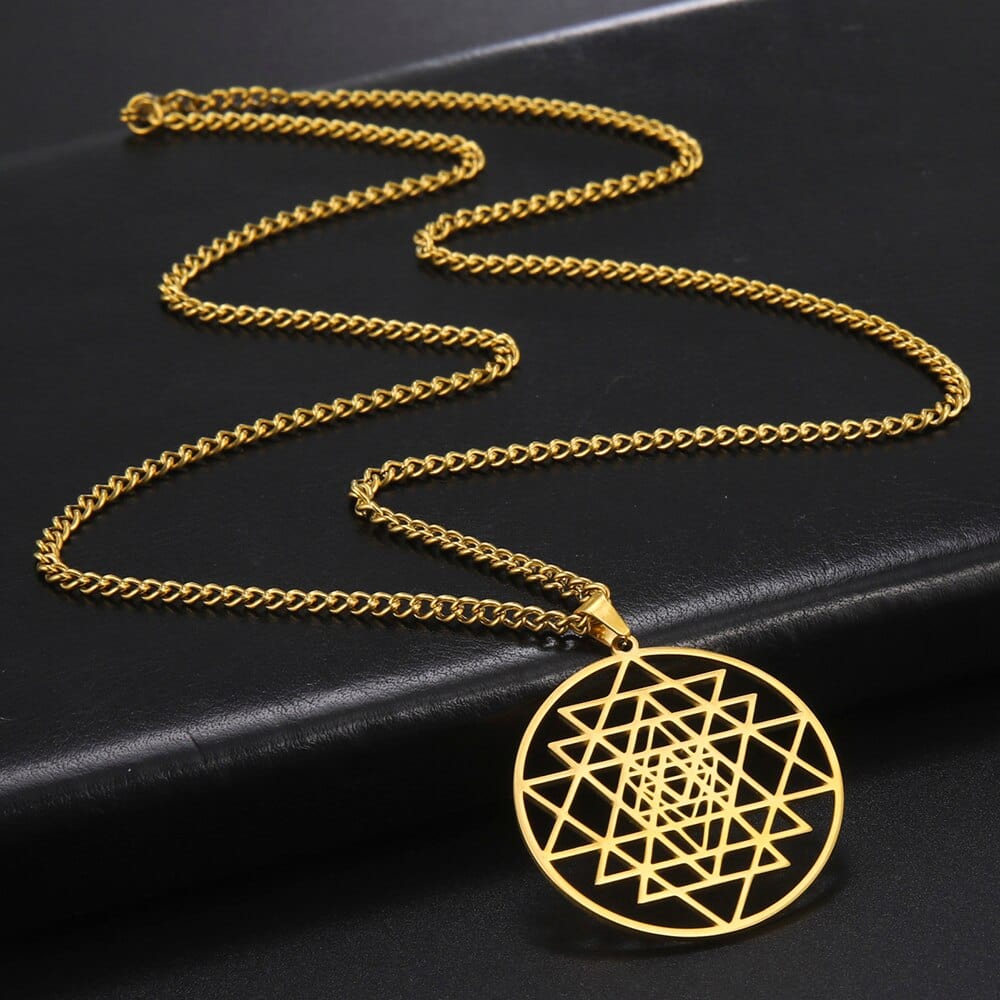 Hindu Sri Yantra Meditation Mens Pendant Necklace