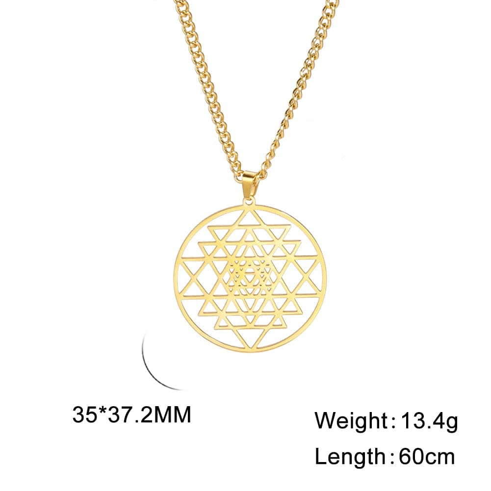 Hindu Sri Yantra Meditation Mens Pendant Necklace