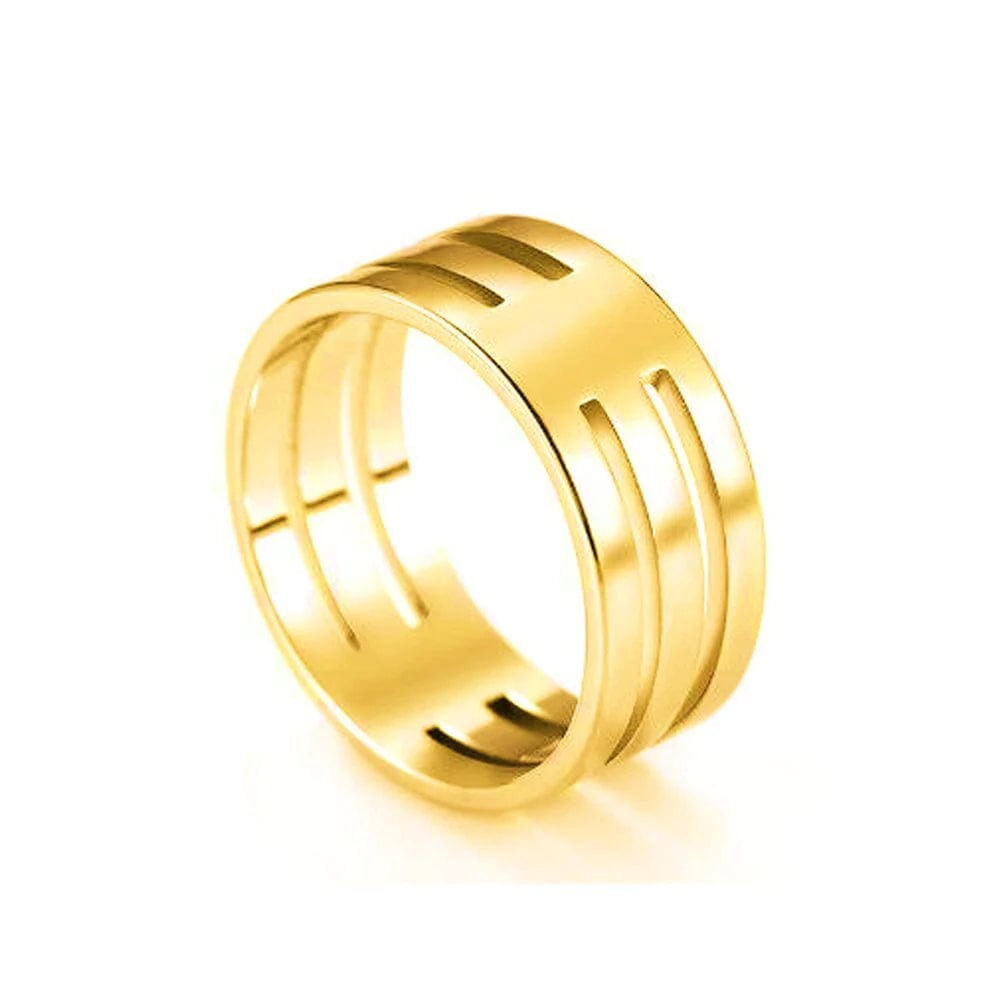Trendy Unique Mens Stainless Steel Rings Gold