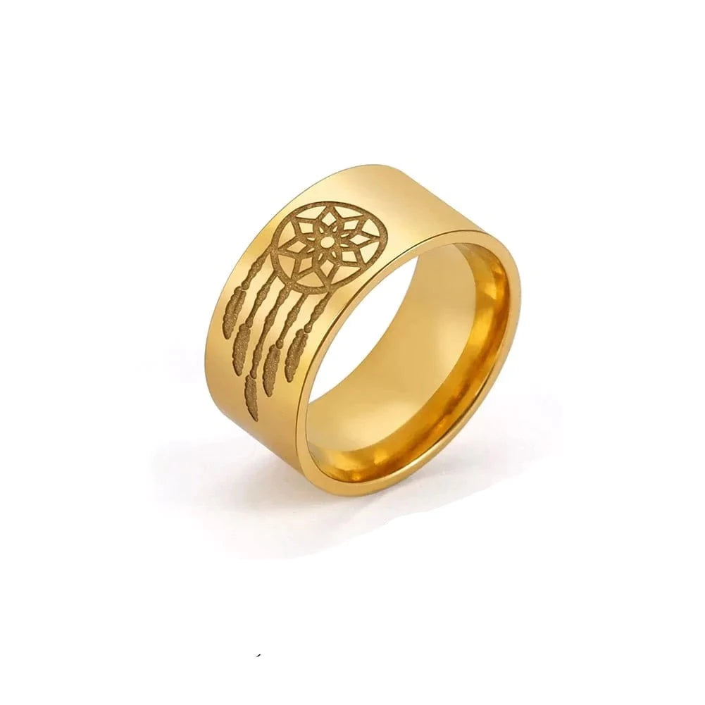 Dream Catcher Band Stainless Steel Rings Gold Color