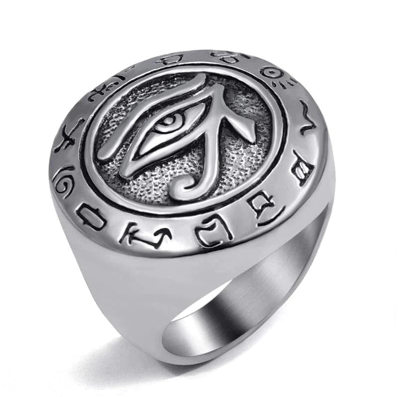 Men's Egyptian Evil Eye Ring of Horus Silver