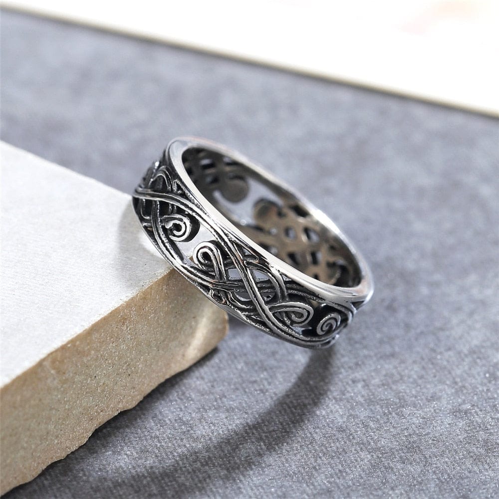 Fashion Retro Pattern Hollow Stainless Steel Rings Steel Color China