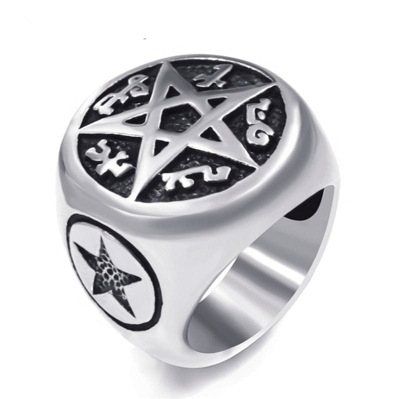 Rune Star Magic Casting Wiccan Cool Mens Rings