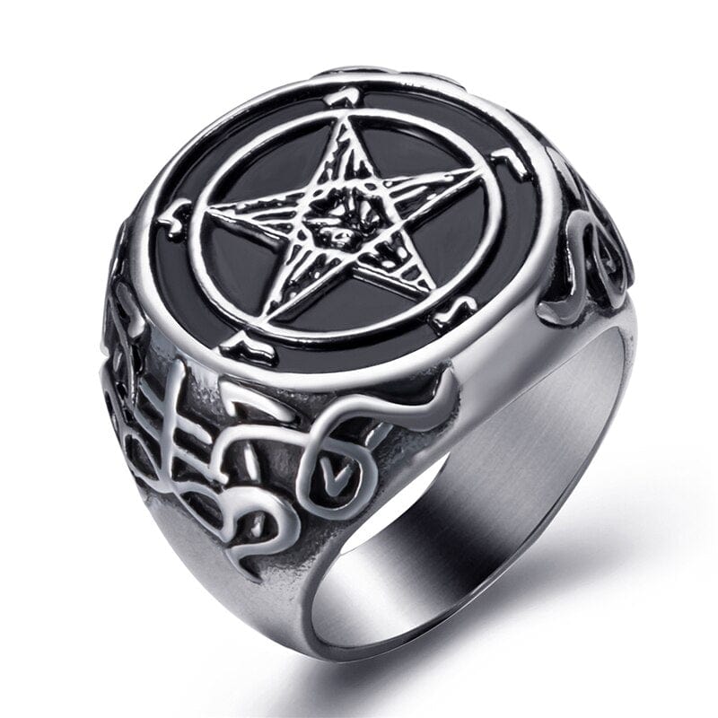 Satanic Leviathan Devil Men's Cross Ring Style 2
