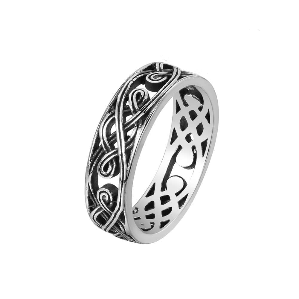 Fashion Retro Pattern Hollow Stainless Steel Rings