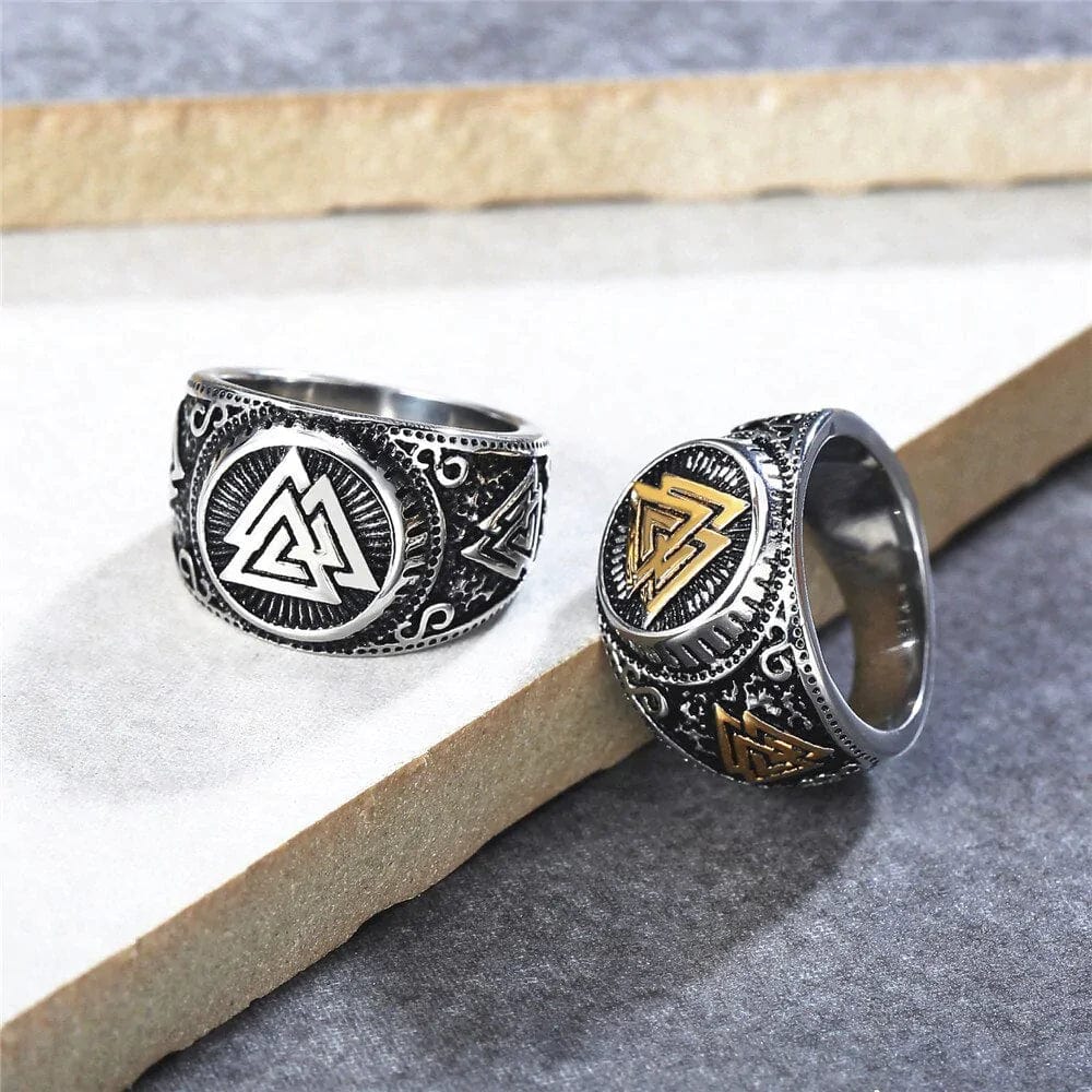 Nordic Odin Triangle Viking Cool Mens Rings