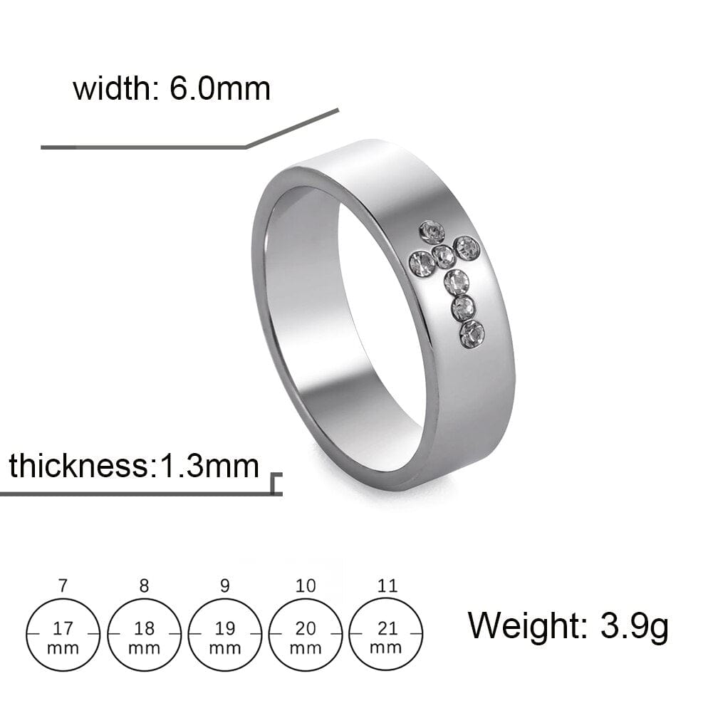 Punk with Clear Zircon Cool Mens Cross Ring