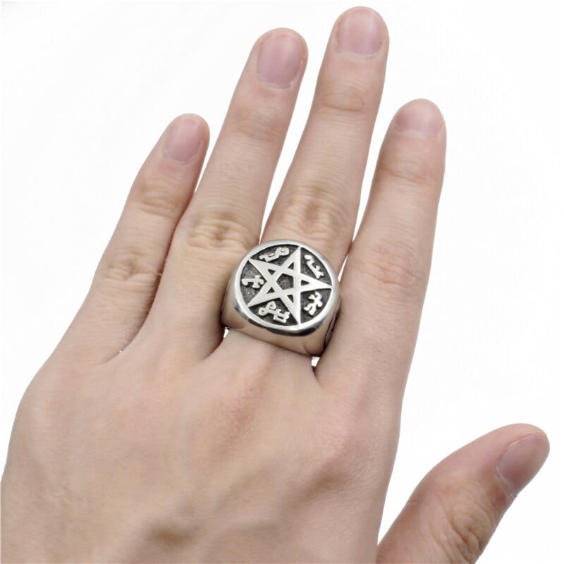 Rune Star Magic Casting Wiccan Cool Mens Rings