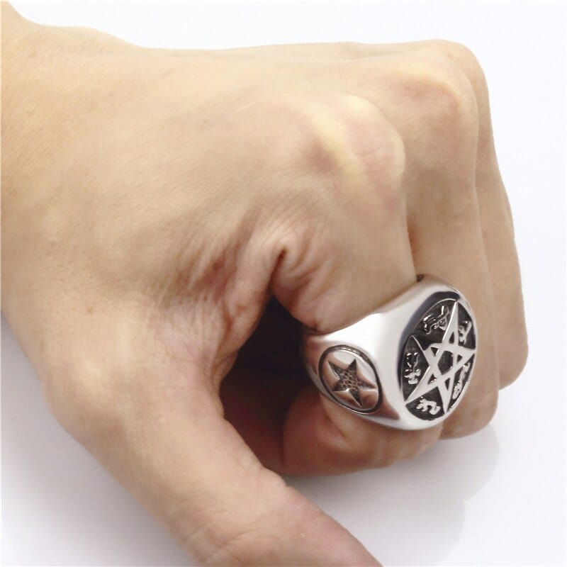 Rune Star Magic Casting Wiccan Cool Mens Rings