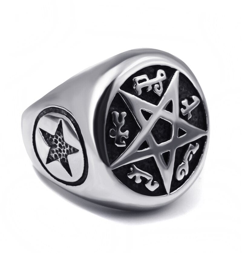 Rune Star Magic Casting Wiccan Cool Mens Rings