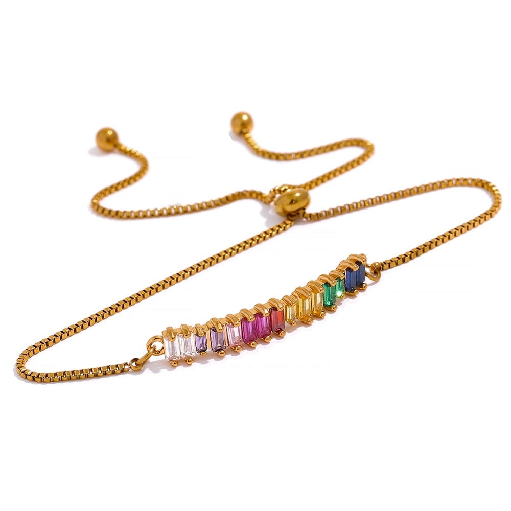 Women Chain Bracelet Rainbow Cubic Zirconia Bracelets